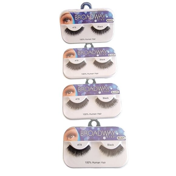 4 Packages Broadway Real Human Hair Eyelashes #79 - Picture 2 of 4